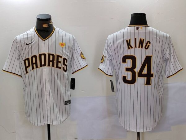 Men's San Diego Padres #34 Michael King White Cool Base Stitched Baseball Jerseys