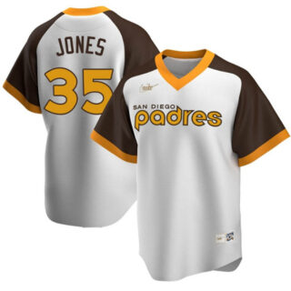 Men's San Diego Padres #35 Randy Jones White Cooperstown Stitched Baseball Jersey