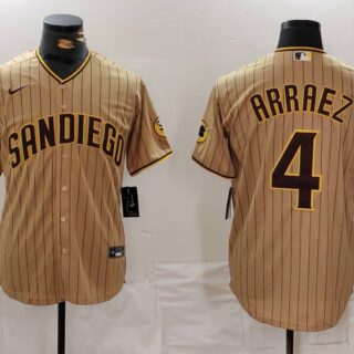 Men's San Diego Padres #4 Luis Arraez Tan Cool Base Stitched Baseball Jerseys
