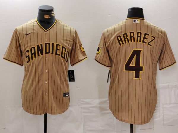 Men's San Diego Padres #4 Luis Arraez Tan Cool Base Stitched Baseball Jerseys