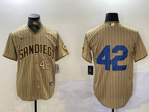 Men's San Diego Padres #42 Jackie Robinson Tan Cool Base Stitched Baseball Jerseys