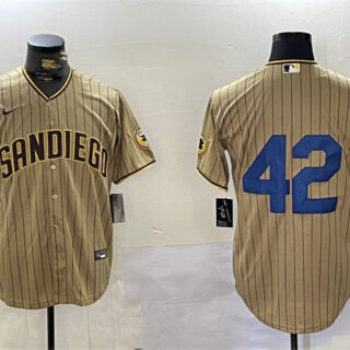 Men's San Diego Padres #42 Jackie Robinson Tan Cool Base Stitched Baseball Jersey