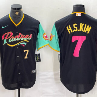 Men's San Diego Padres #7 Ha-Seong Kim Black City Connect Cool Base Stitched Baseball Jersey