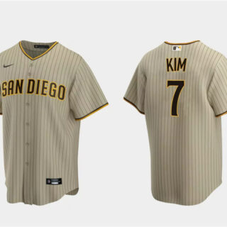 Men's San Diego Padres #7 Ha-Seong Kim Tan Cool Base Stitched Jersey