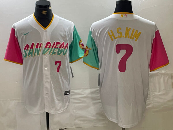 Men's San Diego Padres #7 Ha-Seong Kim White City Connect Cool Base Stitched Baseball Jerseys