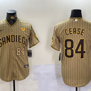Men's San Diego Padres #84 Dylan Cease Tan Cool Base Stitched Baseball Jerseys