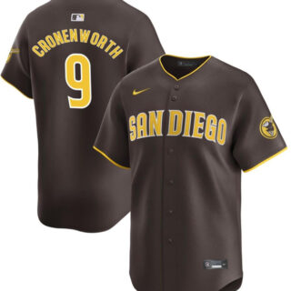Men's San Diego Padres #9 Jake Cronenworth Brown 2024 Away Limited Stitched Baseball Jersey