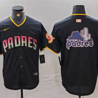 Men's San Diego Padres Black Team Big Logo Cool Base Stitched Baseball Jersey
