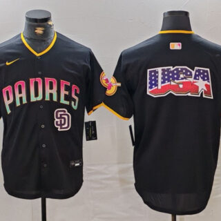 Men's San Diego Padres Black Team Big Logo Cool Base Stitched Baseball Jerseys