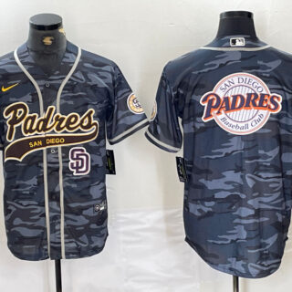 Men's San Diego Padres Blank Gray Camo Cool Base Stitched Baseball Jersey
