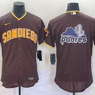 Men's San Diego Padres Brown Team Big Logo Flex Base Stitched Baseball Jersey
