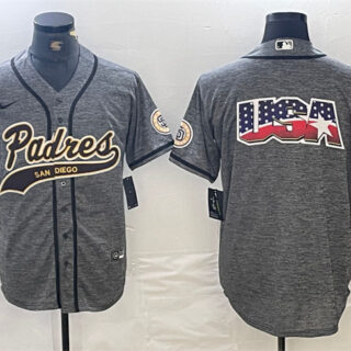 Men's San Diego Padres Gray Team Big Logo Cool Base Stitched Baseball Jersey
