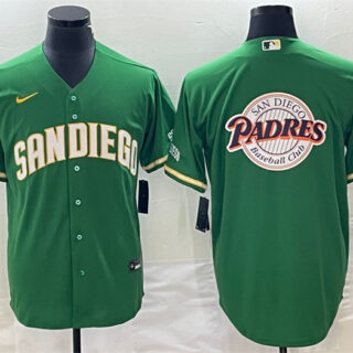 Men's San Diego Padres Green Team Big Logo Cool Base Stitched Baseball Jersey 001