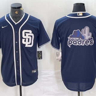 Men's San Diego Padres Navy Team Big Logo Cool Base Stitched Baseball Jersey