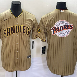 Men's San Diego Padres Tan Team Big Logo Cool Base Stitched Baseball Jersey