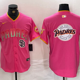 Men's San Diego Padres Team Big Logo Pink Cool Base Stitched Baseball Jerseys