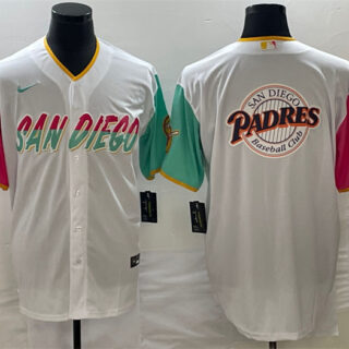 Men's San Diego Padres White Team Big Logo City Connect Cool Base Stitched Baseball Jersey