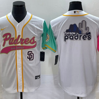 Men's San Diego Padres White Team Big Logo City Connect Cool Base With Patch Stitched Baseball Jersey 1