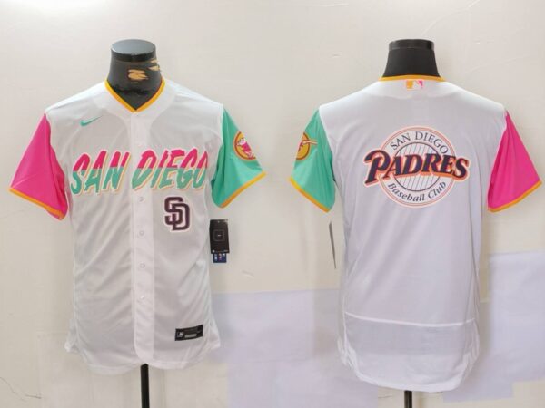 Men's San Diego Padres big logo Profar White City Connect Cool Base Stitched Baseball Jerseys