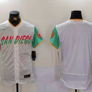 Men's San Diego Padres big logo Profar White City Connect Cool Base Stitched Baseball Jerseys