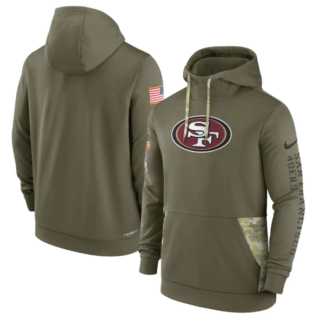 Men's San Francisco 49ers 2022 Olive Salute To Service Therma Performance Pullover Hoodie