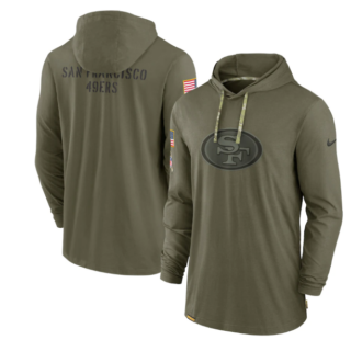 Men's San Francisco 49ers 2022 Olive Salute To Service Tonal Pullover Hoodie