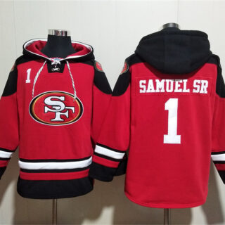 Men's San Francisco 49ers #1 Deebo Samuel Sr Red Black Ageless Must-Have Lace-Up Pullover Hoodie