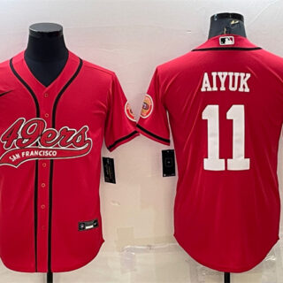 Men's San Francisco 49ers #11 Brandon Aiyuk Red With Patch Cool Base Stitched Baseball JerseyS