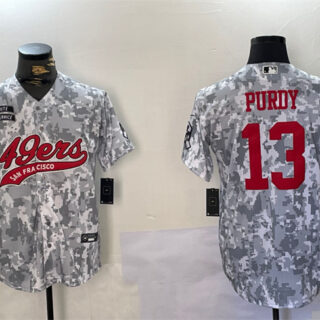 Men's San Francisco 49ers #13 Brock Purdy 2024 Arctic Camo Salute To Service Stitched Baseball Jersey