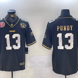 Men's San Francisco 49ers #13 Brock Purdy Black Patch Vapor Limited Stitched Football Jerseys