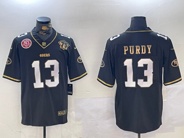 Men's San Francisco 49ers #13 Brock Purdy Black Patch Vapor Limited Stitched Football Jerseys