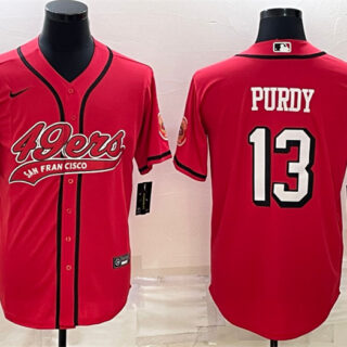 Men's San Francisco 49ers #13 Brock Purdy New Red With Patch Cool Base Stitched Baseball Jersey