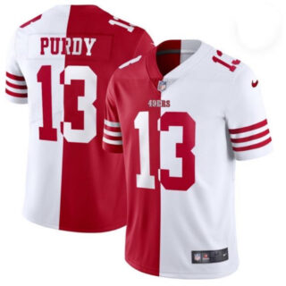 Men's San Francisco 49ers #13 Brock Purdy Red & White Split Limited Stitched Jersey