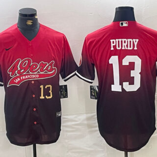 Men's San Francisco 49ers #13 Brock Purdy RedBlack With Patch Cool Base Stitched Jerseys