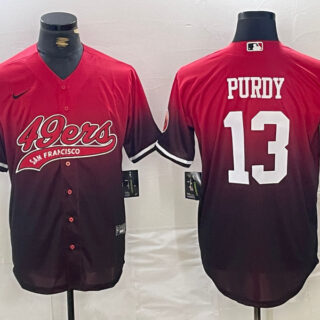 Men's San Francisco 49ers #13 Brock Purdy RedBlack With Patch Cool Base Stitched Jerseys