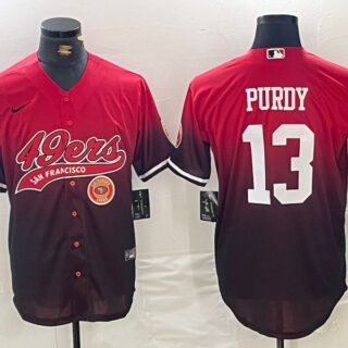 Men's San Francisco 49ers #13 Brock Purdy RedBlack With Patch Cool Base Stitched Jerseys