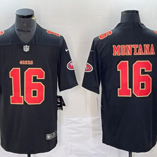 Men's San Francisco 49ers #16 Joe Montana Black Vapor Untouchable Limited Stitched Jersey