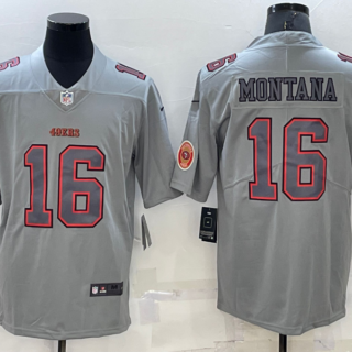 Men's San Francisco 49ers #16 Joe Montana Grey Atmosphere Fashion Stitched Jersey