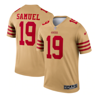 Men's San Francisco 49ers #19 Deebo Samuel 2022 New Gold Inverted Legend Stitched Football Jersey