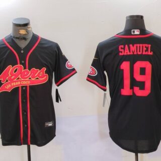 Men's San Francisco 49ers#19 Deebo Samuel Black With Patch Cool Base Stitched Baseball Jerseys