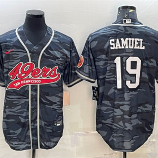 Men's San Francisco 49ers #19 Deebo Samuel Grey Camo With Patch Cool Base Stitched Baseball Jersey