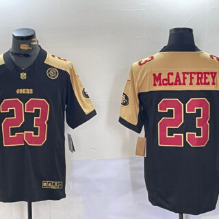 Men's San Francisco 49ers #23 Christian McCaffrey BlackWhite 2024 F.U.S.E Patch Alternate Vapor Limited Stitched Football Jerseys