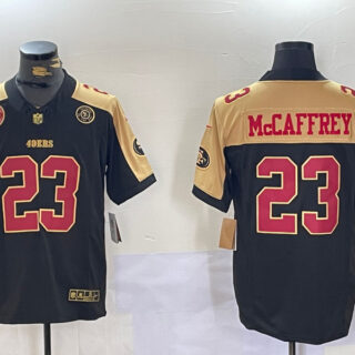Men's San Francisco 49ers #23 Christian McCaffrey BlackWhite 2024 F.U.S.E Patch Alternate Vapor Limited Stitched Football Jersey