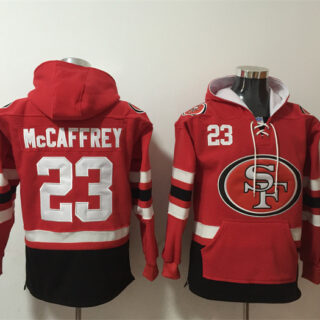 Men's San Francisco 49ers #23 Christian McCaffrey Red Black Ageless Must-Have Lace-Up Pullover Hoodie