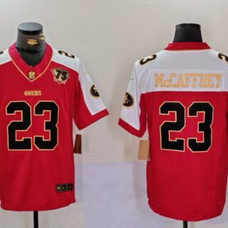 Men's San Francisco 49ers #23 Christian McCaffrey Red F.U.S.E. Mexico With Gate Bridge Patch Vapor Limited Stitched Football Jerseys