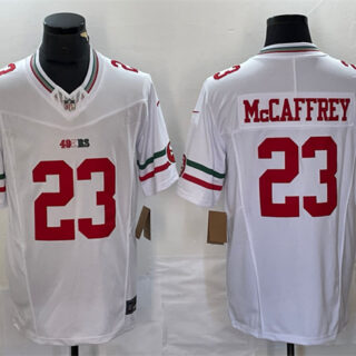Men's San Francisco 49ers #23 Christian McCaffrey White 2023 F.U.S.E. Vapor Untouchable Limited Stitched Football Jersey