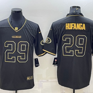 Men's San Francisco 49ers #29 Talanoa Hufanga Black Golden Edition Limited Stitched Jersey