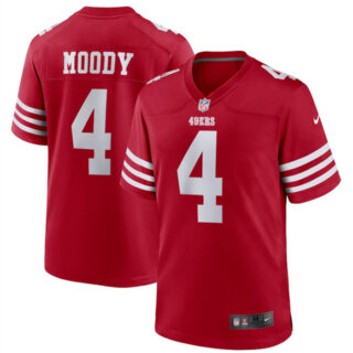Men's San Francisco 49ers #4 Jake Moody Red Stitched Football Game Jersey