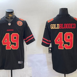 Men's San Francisco 49ers #49 GoldBlooded Black Stitched Jerseys