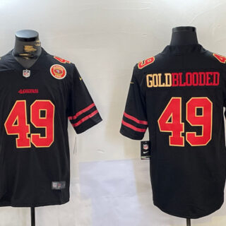 Men's San Francisco 49ers #49 GoldBlooded Black Stitched Jerseys